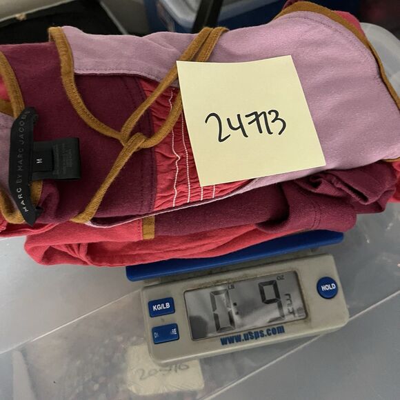 Marc By Marc Jacobs Two Toned Empire Waist Dress Cap Short Sleeve Tie Neck M - Picture 11 of 11